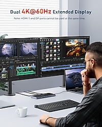 GIISSMO DK009 USB C Bağlantı İstasyonu Çift 4K Monitör