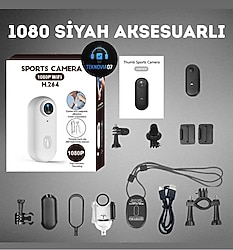 Aksiyon kamera siyah 64 Gb Aksesuar Set