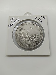 30 Ağustos Zaferi 50.yıl dönümü gümüş 50 Lira 1972 tarihli