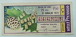 MİLLİ PİYANGO 31 ARALIK 1971 ÇEKİLİŞİ 664818 NOLU ÇEYREK BİLETİ 203