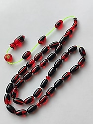 İsa Balkaya Özel Malzeme Kırmızı Siyah Parçalı Hareli Ateş Kehribar