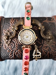 charmlı pembe kordon kadın kol saati sıfır