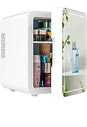 Aynalı LED ışıklı 12 ve 220 volt sıcak soğuk oto buzdolabı 4 litre