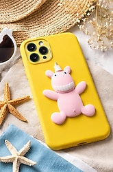 iPhone 11 Pro Max için Sevimli Çizgi Film Desenli Silikon Telefon Kılıfı