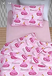 Pembe Prenses Desenli tek kişilik Nevresim Takımı çarşaflı