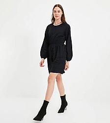 Trendyol Milla lacivert balon kol elbise