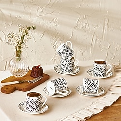 Emsan Verano New Bone 6 Kişilik Kahve Fincan Takımı 90 ml Siyah