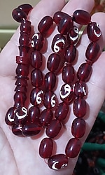 Sıfır Ürün Ateş Kehribar Tesbih Vav motifli