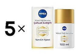 5 ADET x Nivea Luminous630 Çatlak Karşıtı Vücut Yağ Serumu 100ml, Cilt Tonu Eşitleyici, 48 Saat Nemlendirici