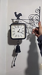 metal çift taraflı retro duvar saati