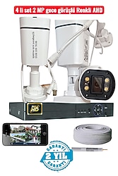 4 kameralı set gece görüşlü Renkli AHD cepten izle