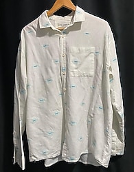 Temiz Vintage Beyaz Gömlek Plus Barkod Marka , Turkuaz İnce Desenli, Düğmeli Cep Detaylı, Yaz Kombinine Hazır!