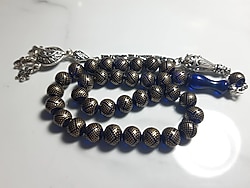 Bronz İşlemeli Ateş Kehribar Tesbih