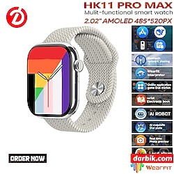 amoled ekranlı hk11 promax gümüş akıllı saat
