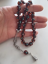 İşlemeli Ateş kehribar Tesbih