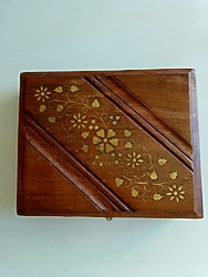 Ahşap Puro Kutusu - Pirinç Kakma İşleme