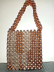 Kahverengi boncuklu el çantası