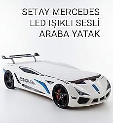 SETAY MERCEDES FULL LEDLİ SESLİ ve IŞIKLI Rüzgarlıklı Tek Kişilik Çocuk Yarış Arabalı Yatak İKEA ÇİLEK LAJİVERT WELTEM