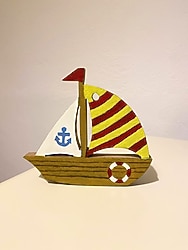 Ahşap Yelkenli Gemi Dekor (Yağlı Boya İle Boyandı)