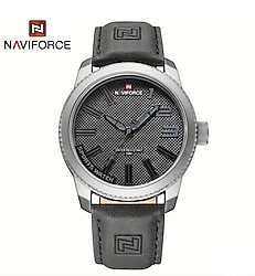 Navıforce NF9202 Erkek Kuvars, Spor Stili, Yuvarlak Alaşım Kasa, Deri Kayış Saat Siyah