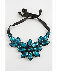 Turkuaz parlak taşlı yaka kolye