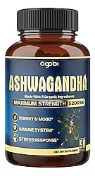 Agobi Ashwagandha Agobi Hint Ginseng+Turmeric+Rhodiola+Ginger root Extract Capsules 5 Herbal Ingredients 5200 mg