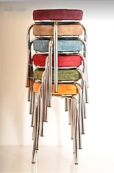 Renkli Kumaş Ahtapot Tabure Mutfak Taburesi Demir Tabure 6 Adet