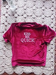 Kadın Bordo Kısa Bluz "Kiss Me Quick"