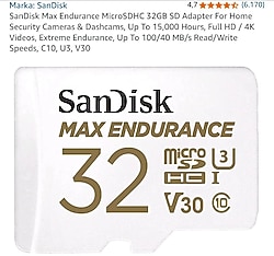 SanDisk Max Endurance 32GB MicroSDHC Kart ve Adaptör