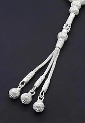 el Işçiliği Küre Kesim Bilek Boy Gümüş Renk 1000 Ayar Kazaz Tesbih