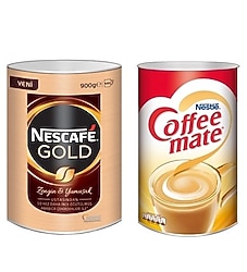 Nescafe Gold Hazır Kahve Teneke 900 G + Nestle Coffee Mate Kahve Kreması Teneke 2 KG