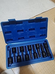 Torx Darbeli Matkap Somun Seti 1/2 inç, T20 - T80, 10 Parçalı Kraft Torx Uç Seti, CR-MO