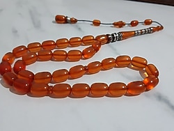 Gümüş Nakkaş İmame-Hitameli Zar kehribar tesbih