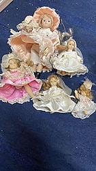 Vintage Koleksiyonluk El Yapımı Kıyafetli 5’li Porselen Bebek Lotu