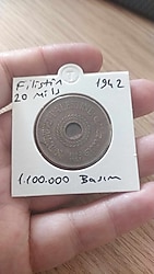 Filistin 1942 tarihli 20 Mils Nadir para