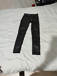 siyah deri görünümlü tayt