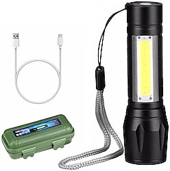 Güçlü Mini El Feneri, Kutulu El Feneri, COB Ledli Mini Güçlü El Feneri, USB Şarjlı El Feneri, Zoom Özellikli El Feneri