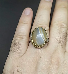 Sıfır Ürün Gümüş Erkek Yüzük Akik Taşı