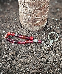 Renkli Bordo Bohem Erkek Tesbih Anahtarl