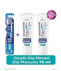Sensodyne Klinik Beyazlık Güçlü Diş Minesi Diş Macunu 75 ml x 2 ADET + Oral-B Pro Flex 3D White Luxe Medium Diş Fırçası