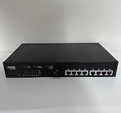 GEOPLUS-DSW08EP1FG-AT 8x10/100TX PoE + 1x1000FX-SC Fiber Port SM 20 km Endüstriyel PoE Switch. 15.4 W/port POE destekli