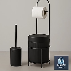 çöp kovalı tuvalet kağıtlığı ve fırça seti