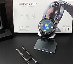 2 kordonlu akıllı saat watch 4 pro siyah renk