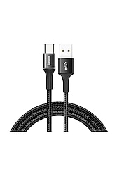 Sıfır Baseus Halo CATGH-B09 1 m USB to Type-C Şarj Kablosu 3A Işıklı Siyah