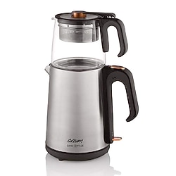 Arzum AR3024 Çaycı Heptaze 1650 W Cam Demlikli Inox Çay Makinesi