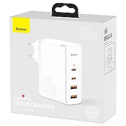 Baseus GaN2 Pro 100W PD 2C+2U Quick Charger Macbook Ultra Hızlı Şarj Aleti ve 100W PD Kablosuyla Beraber