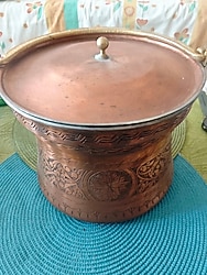 Ağır işlemeli bakır el yapımı bakraç 5 lt Mardin işidir