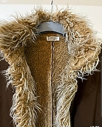 süet kürklü kahverengi kadın kabanı