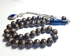 Bronz İşlemeli Ateş Kehribar Tesbih