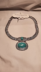 KOLYE, FİRUZE TAŞLARLA BEZENMİŞ, ALMAN GÜMÜŞÜ ZİNCİRLİ KULLANILMAMIŞ ÇOK ŞIK FİRUZE KOLYE 127